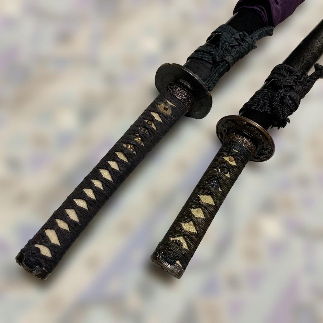 居合大刀(刀袋付)と脇差模造刀 模造刀 居合刀 肥後同田貫上総介 極上研磨刀身 大刀刀袋付 tks-709