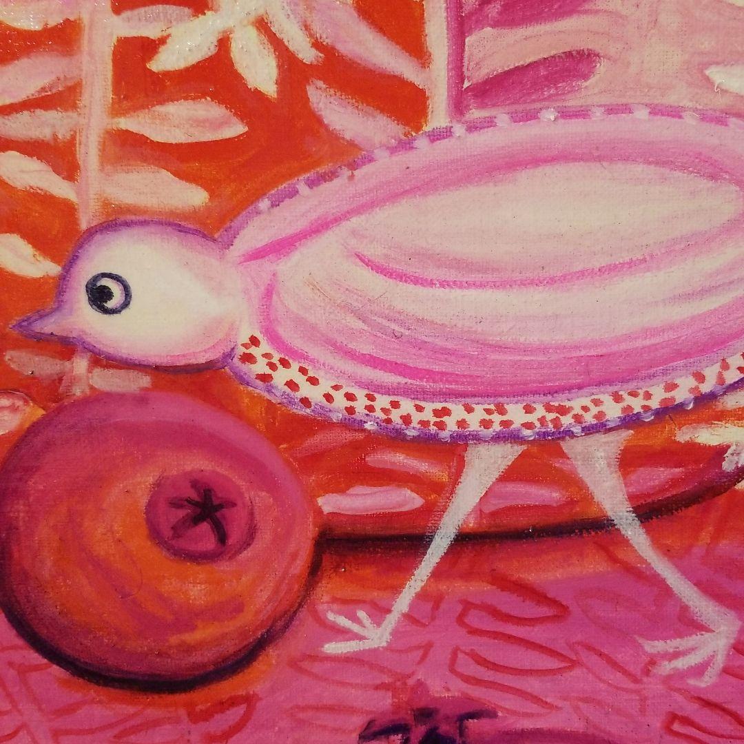 油絵 はち様専用 小鳥さんのかくれんぼ その2 見つけようとする鳥