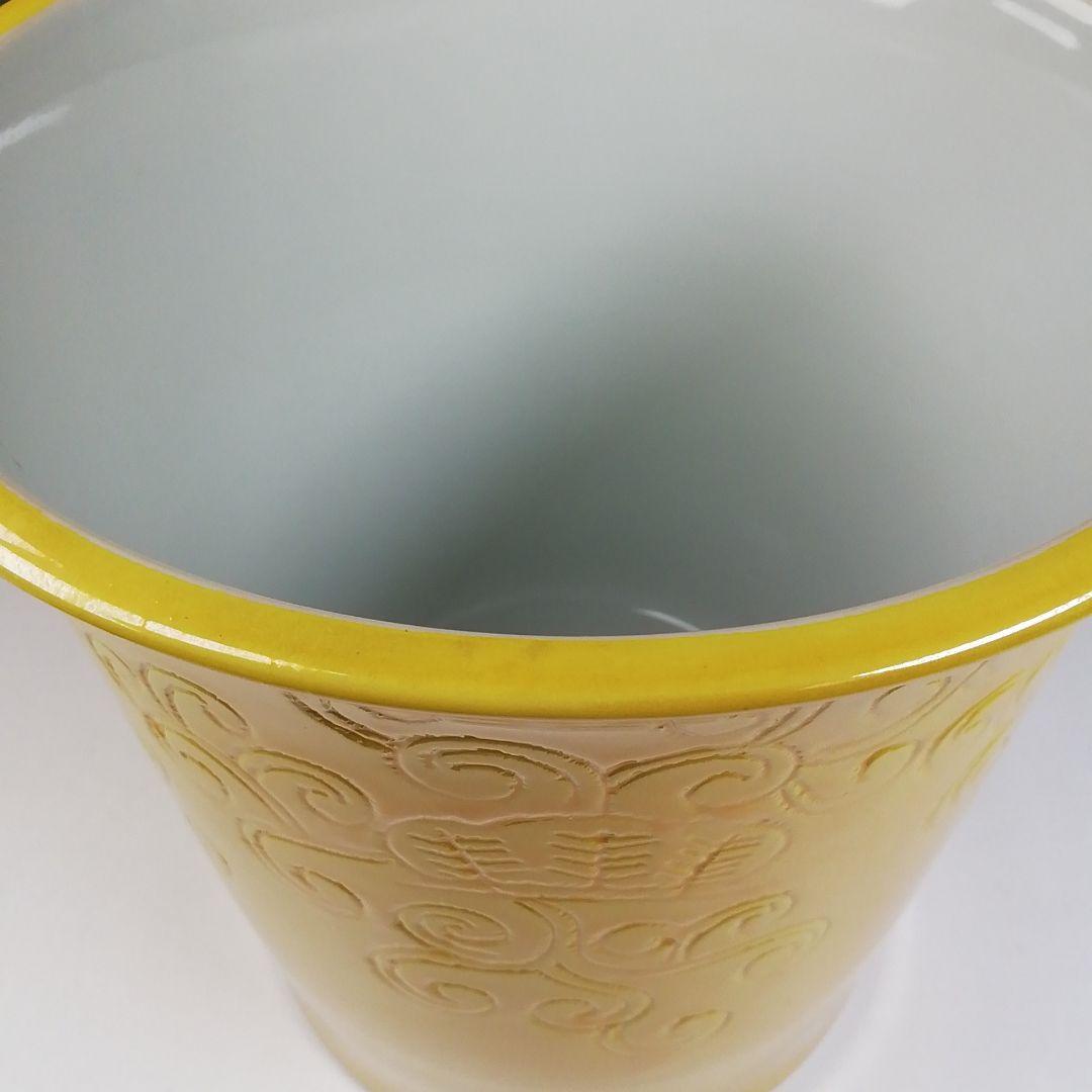 T720 水指 『黄交趾 棒の先』『膳所焼』『淡海ぜぜ陽炎園 造』