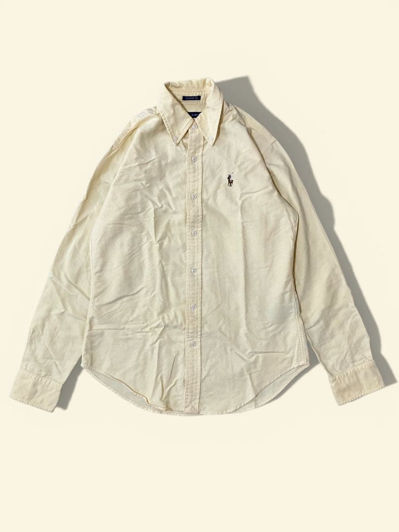 ラルフローレン】オックスフォードシャツ 長袖 ポニーロゴ 黄色 Y2K S