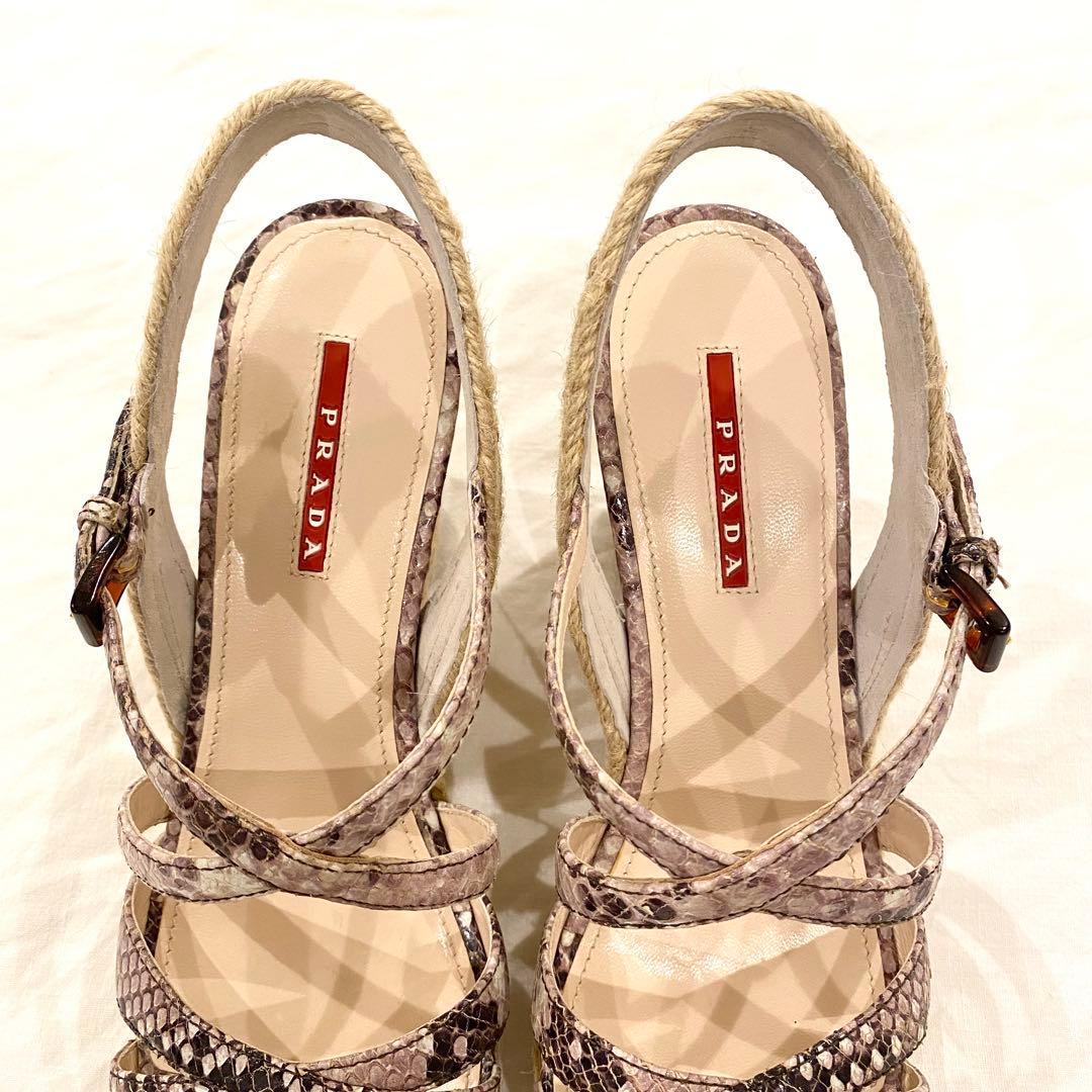 超美品】PRADA プラダ ウェッジソール サンダル 39 パイソン柄 - メルカリ