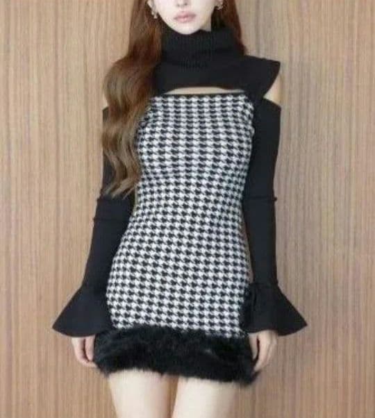 RANDY 2way ハウンドトゥースファーミニワンピース 千鳥柄 ランディ