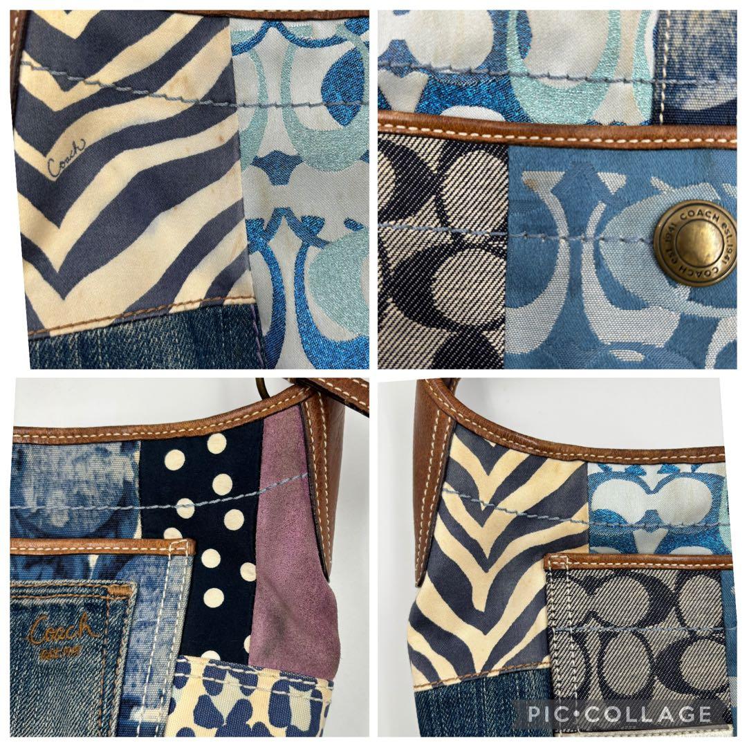 COACH コーチ パッチワーク デニム ワンショルダーバッグ10808