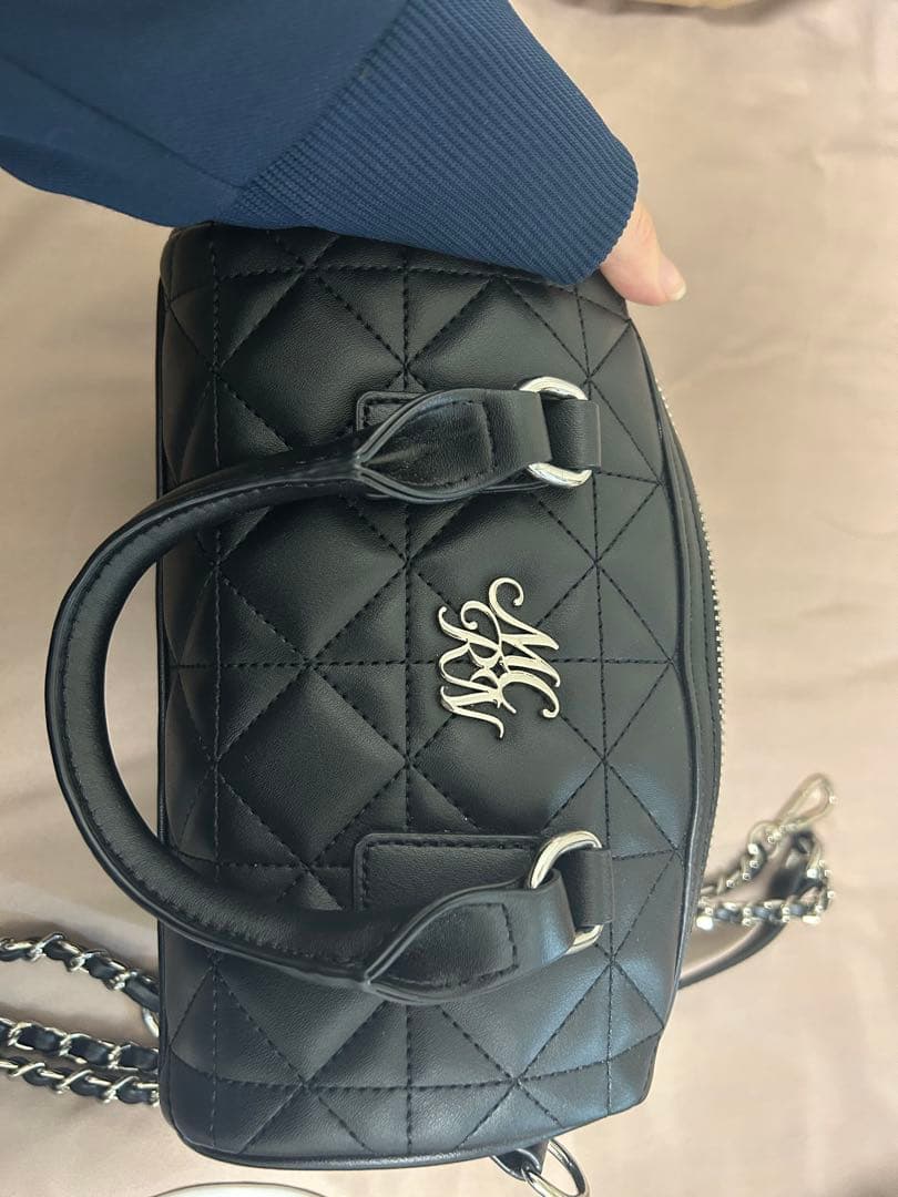 ミシェルマカロン キルティング ミニボストン バッグ ブラック 黒