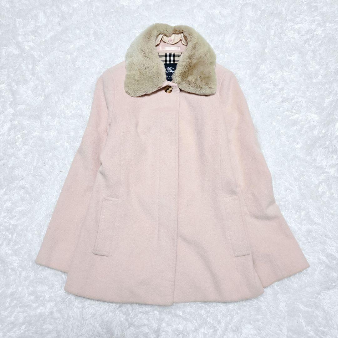 限定価格 BURBERRY LONDON ノバチェック アンゴラコート ピンク - メルカリ
