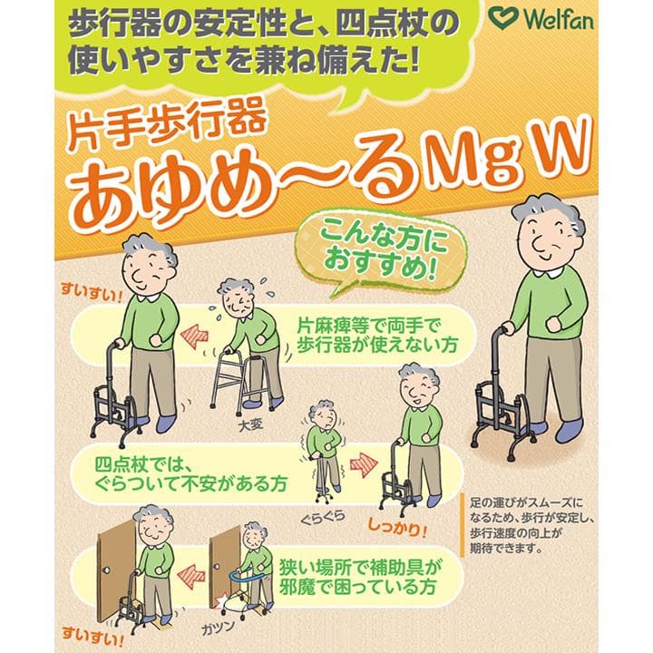 ウェルファン 片手式歩行器 あゆめーる MgW Sサイズ