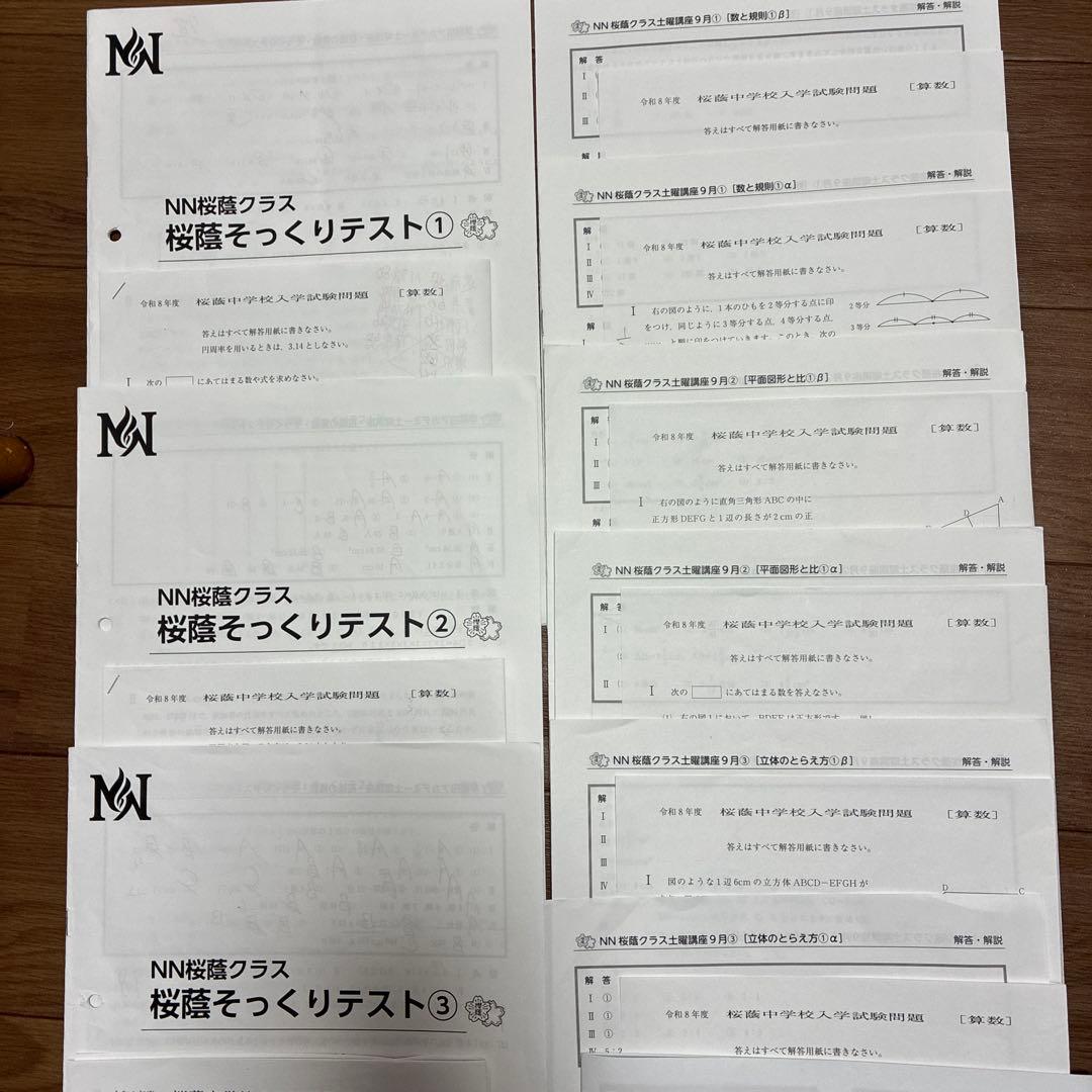 NN桜蔭算数そっくり①②③+a+ b 9セット 2024 桜蔭中 算数｜うえたけ