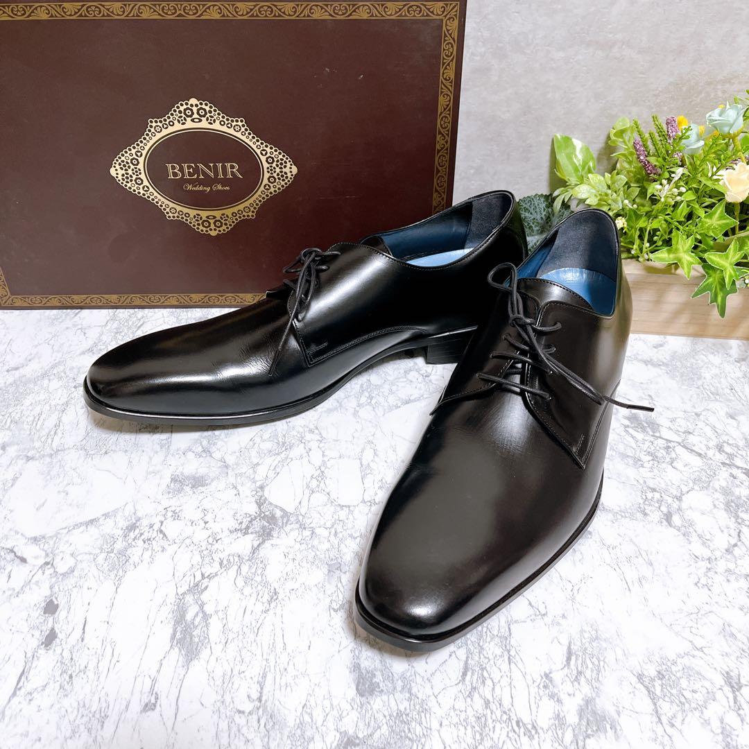 極美品【BENIR ベニル】ウェディングシューズ 革靴 黒 26cm 結婚式