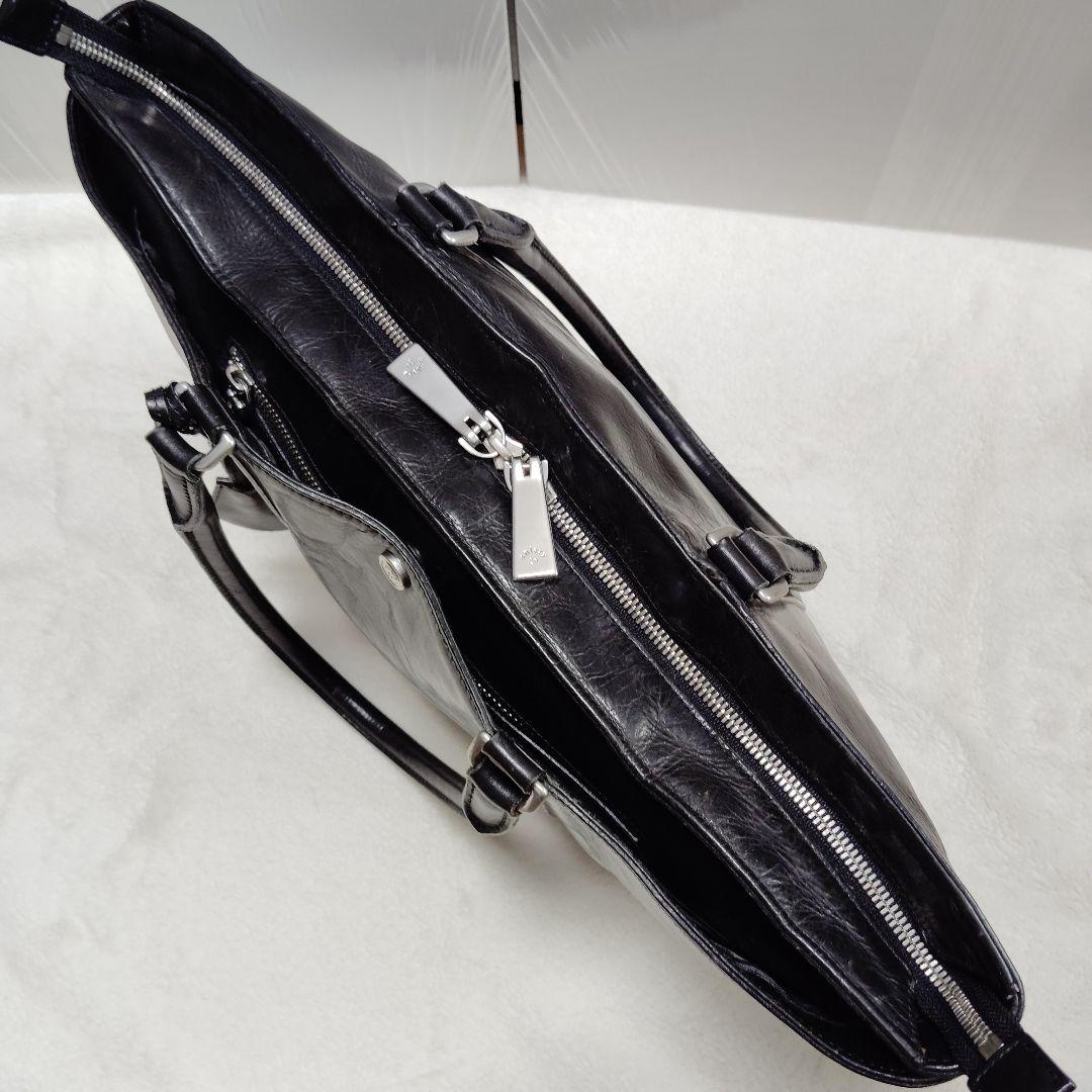 艶】アニアリ ビジネストート ブリーフケース オールレザー 舟形 A4 黒