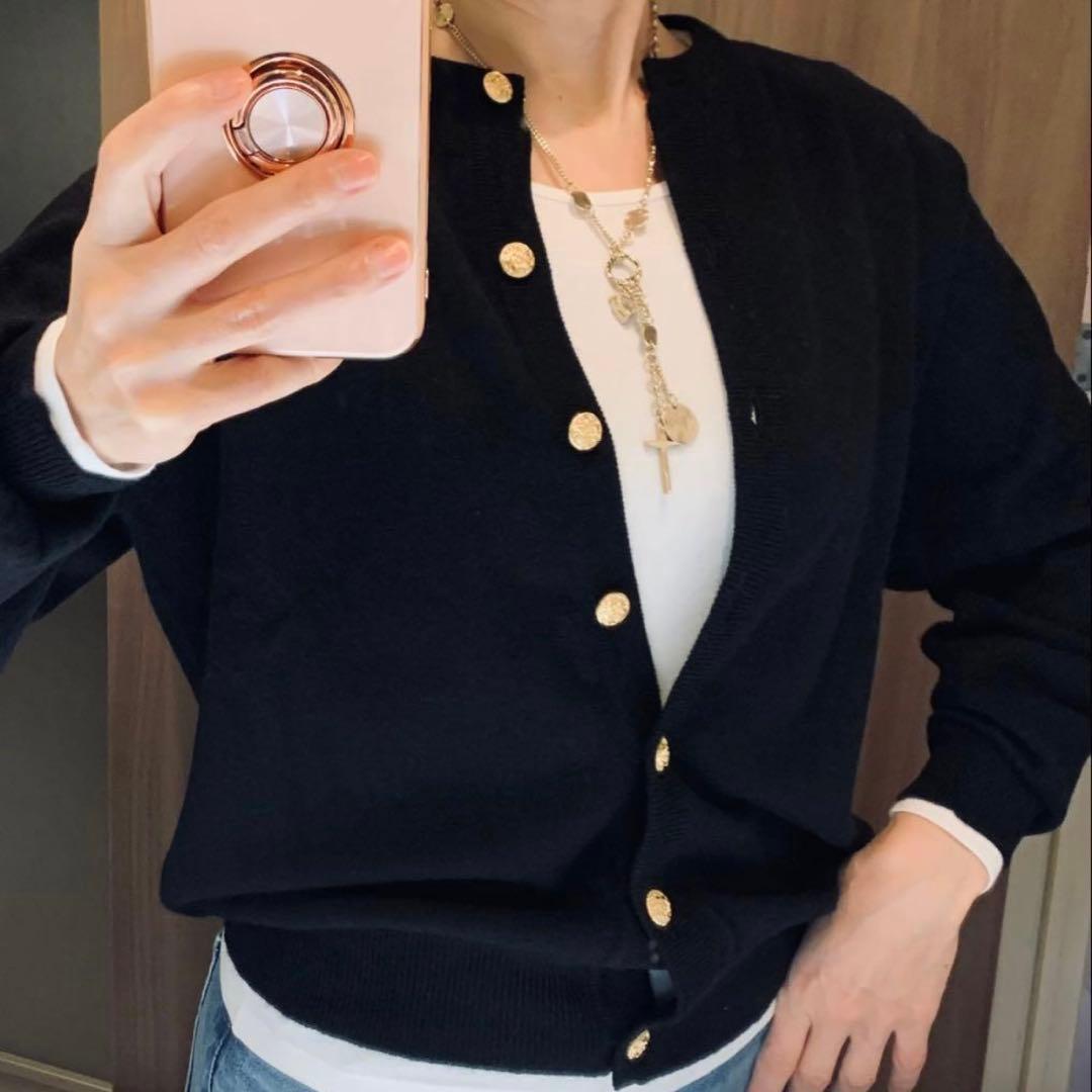 新品 カシミヤ100% カーディガン ニット アンサンブル イエロー L