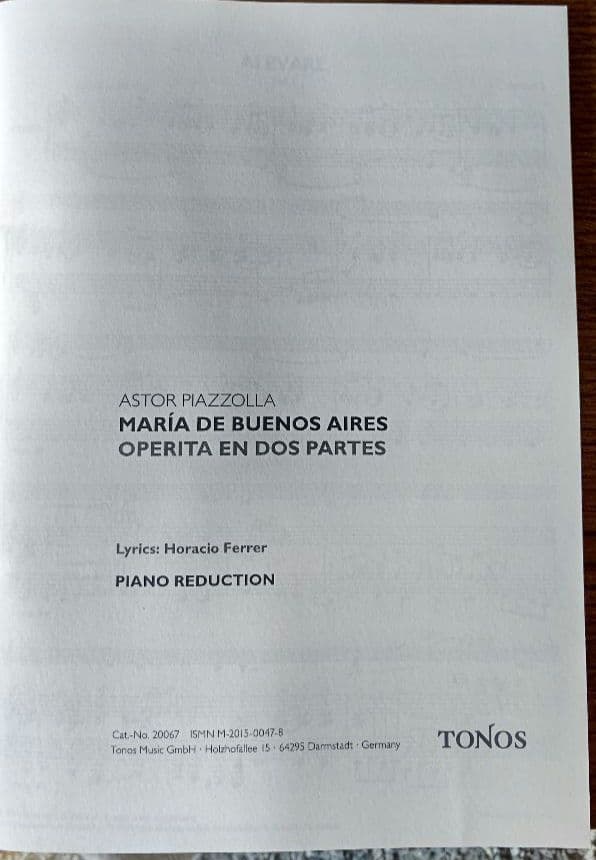 輸入楽譜♢アストル・ピアソラ ♢マリア・デ・ブエノスアイレス