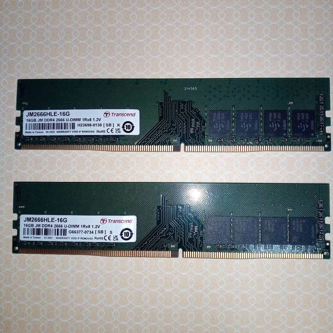 JM 2666 HLE-16G 2枚セット Transcend　⑴ Amazon | トランセンドジャパン Transcend ノートPC用メモリ PC4-21300