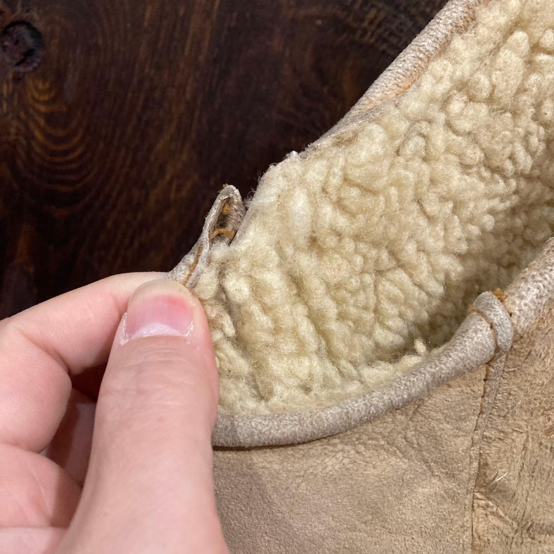 アメリカ古着 シープスキン ムートンベスト トグルボタン 80年代