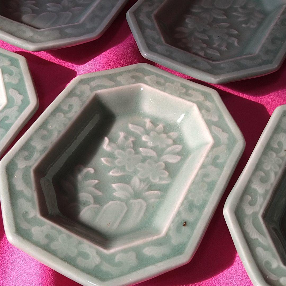 長八角　重磁　手塩皿　市人　茶入　１９枚揃え 長八角重磁手塩皿市人茶入19枚揃え