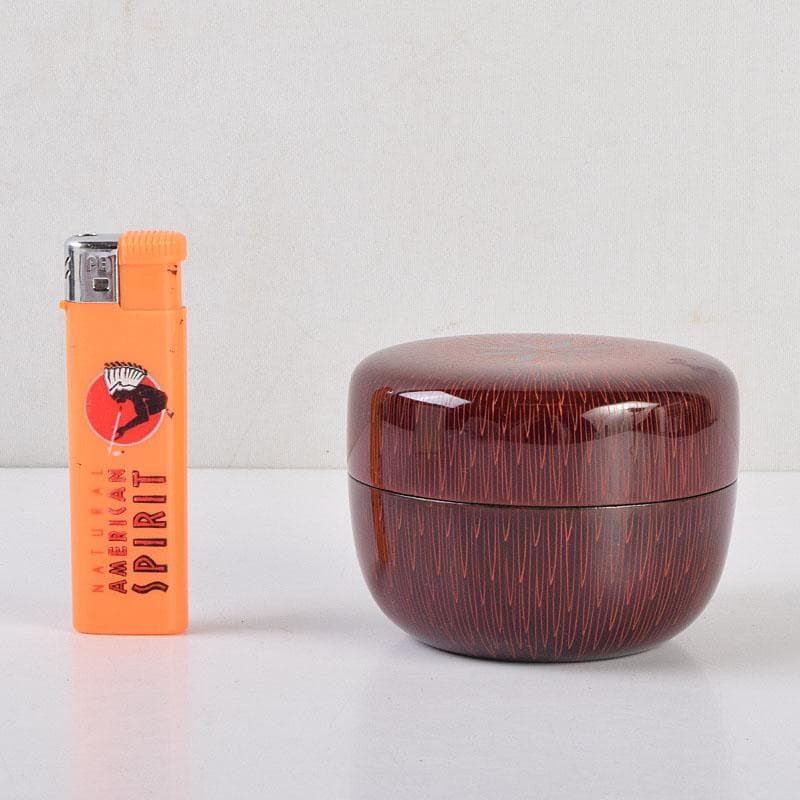 茶道具 中村湖彩作 朱菊毛彫 平棗 共布共箱 V 8641 - メルカリ