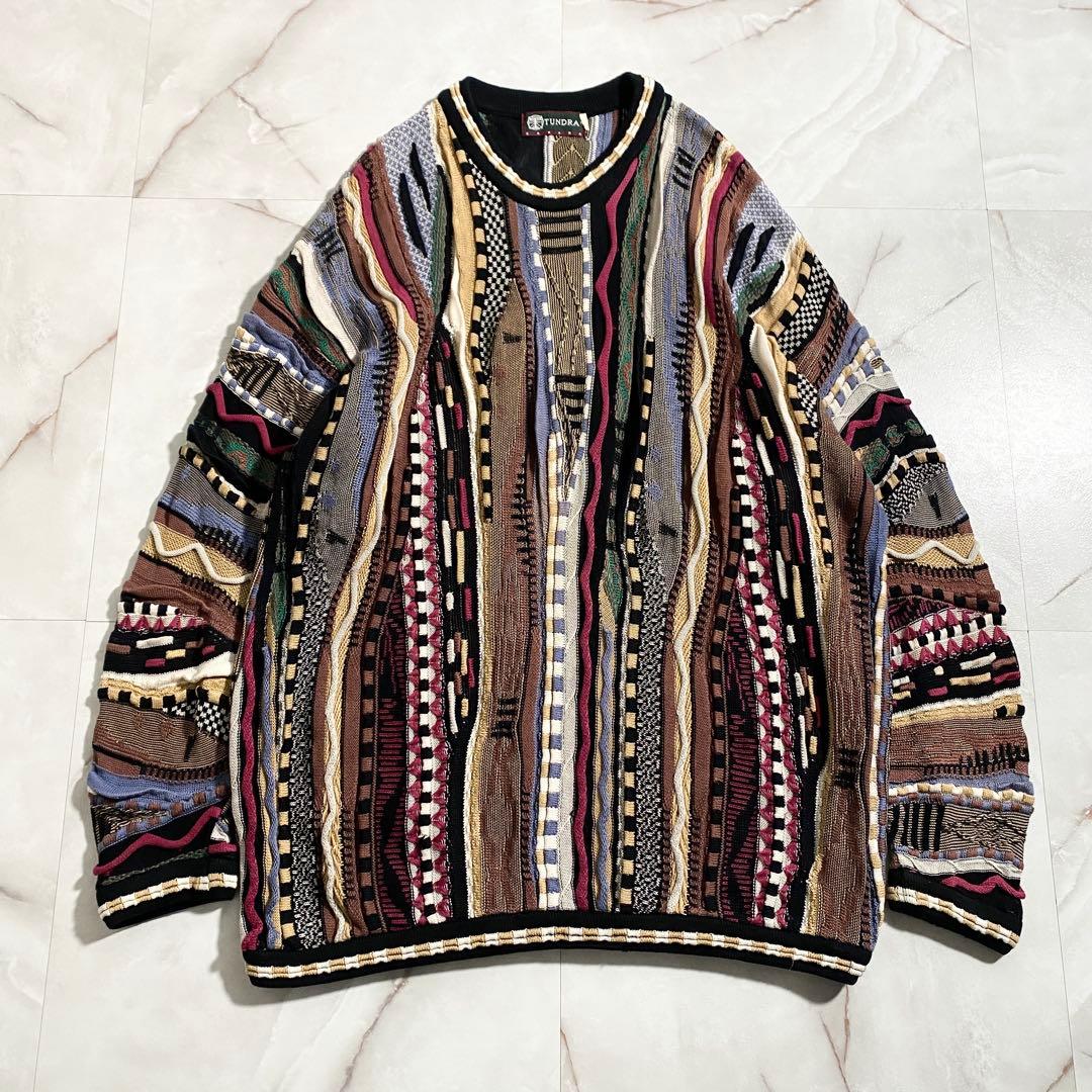 A18446 TUNDRA オーバーサイズ 3Dニット 3XLT マルチカラー Tundra® Sweater Men's Design 420 Sweater Limited Edition Colorful