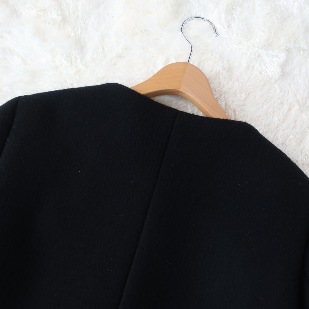 アンタイトル ウール ノーカラーショートコート シンプル 大きいサイズ