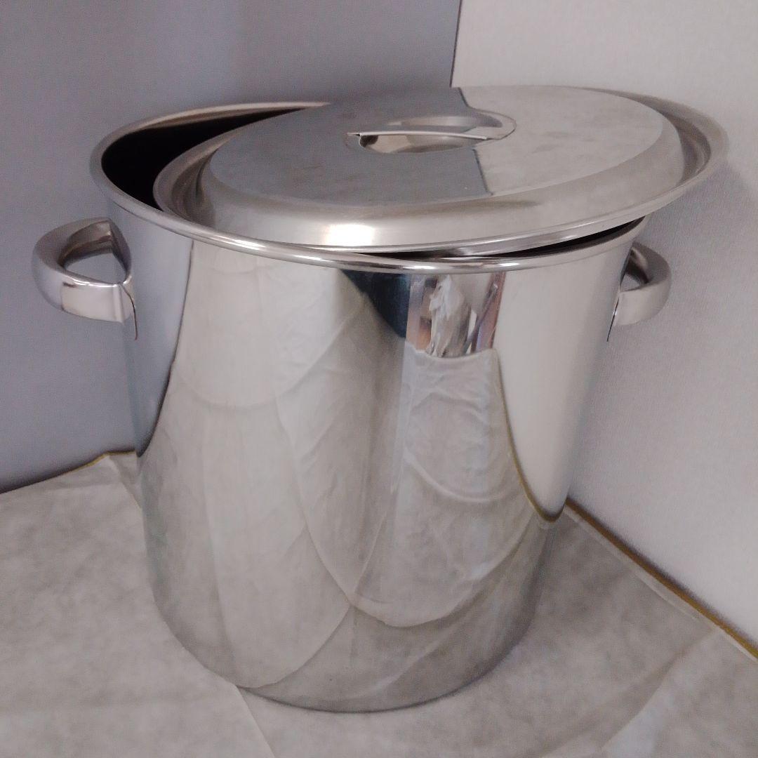 業務用 厚手18-8ステン寸胴鍋 蓋付き 33cm 26L 3.4kg 草木染め