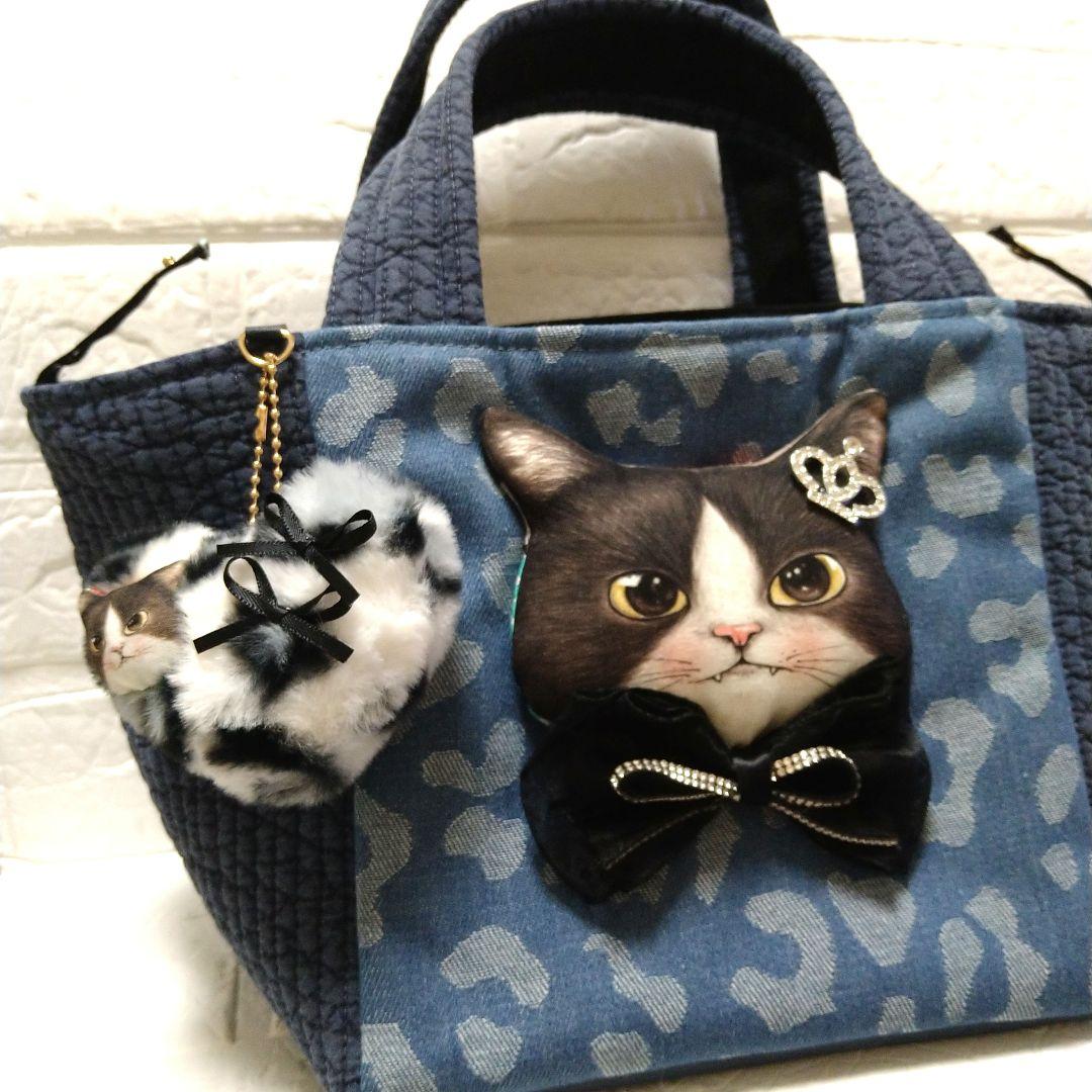 コヤンイサムチョン☆スクエアトートバッグ ヒョウ柄デニム