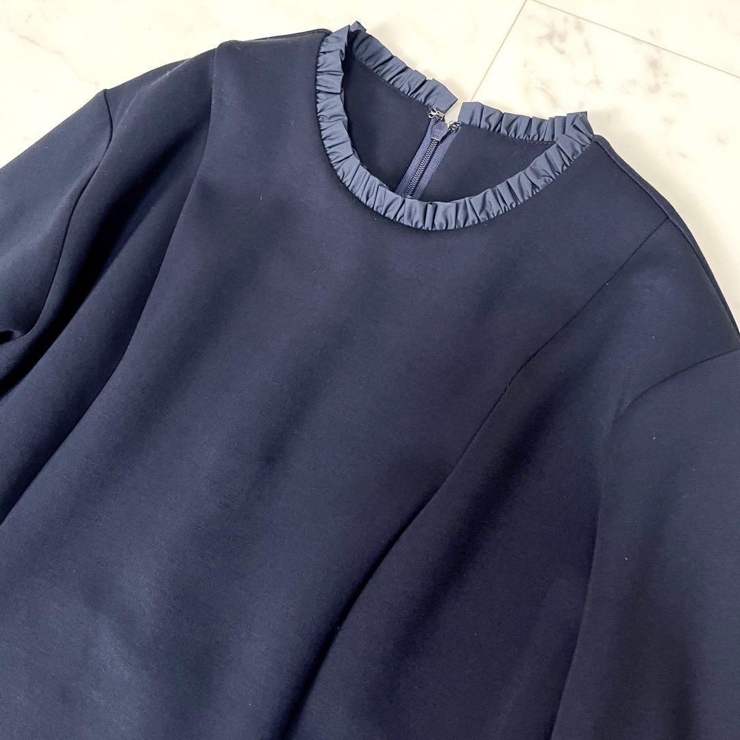 未使用級】ビアズリー 2023AW バックペプラムフリルワンピース ネイビーF