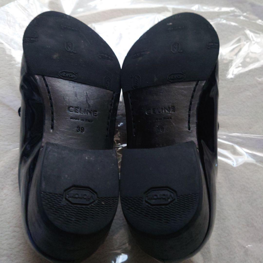 セリーヌ39（25.5）レオパードハラコポニーヘア切替パテントレザー