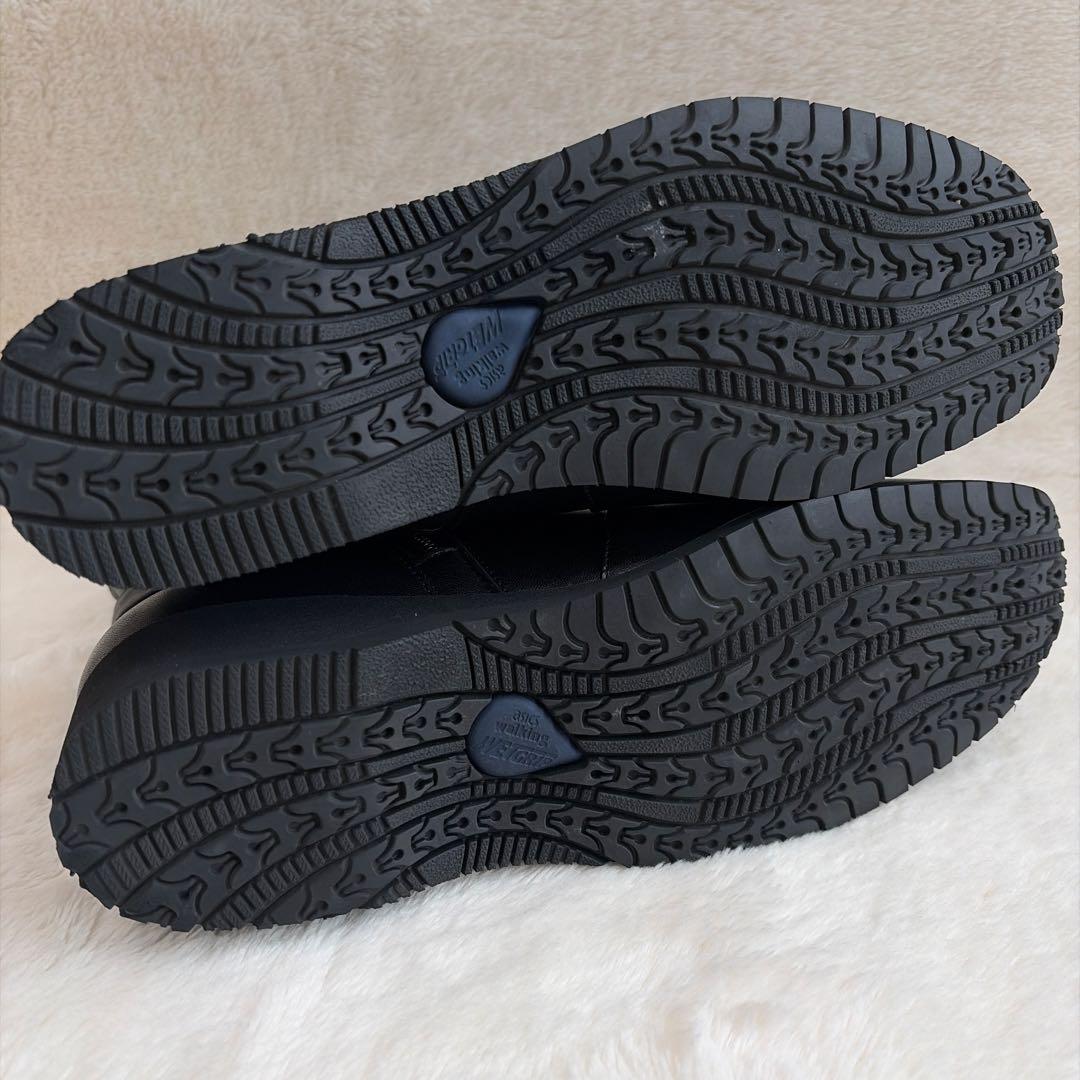 ペダラ】23.5 アシックス ショートブーツ クロスベルト 黒 サイド