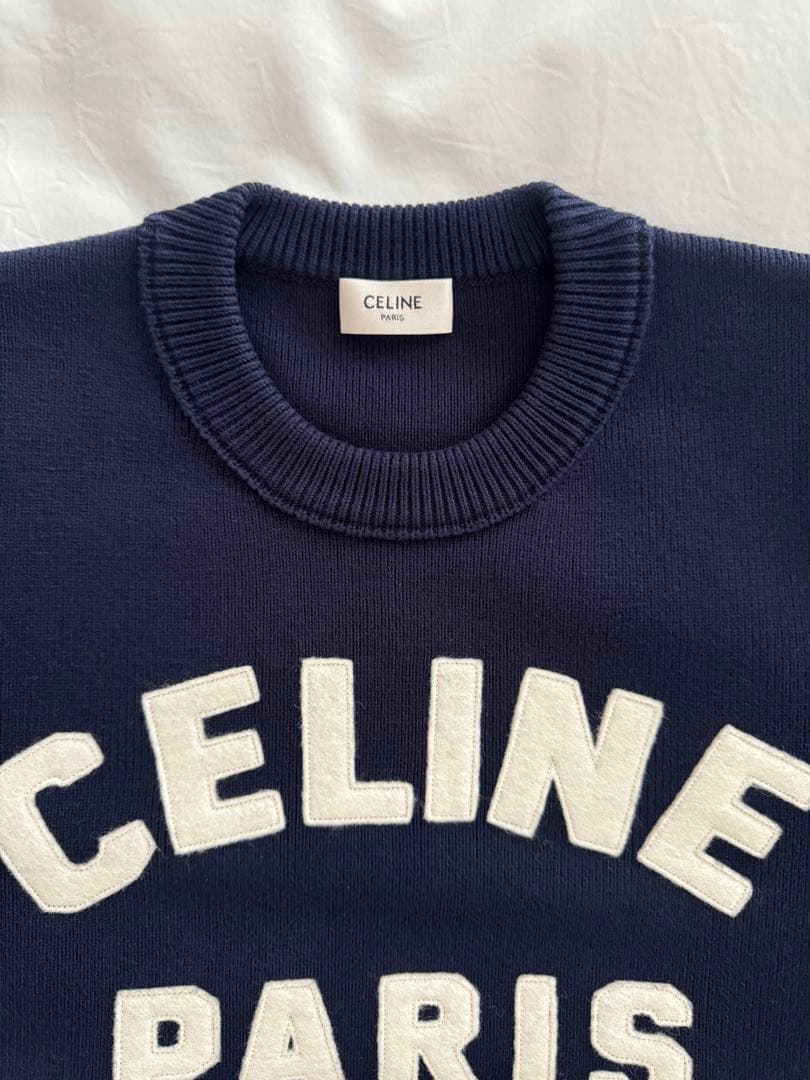 国内正規品CELINEセリーヌロゴニットセーター極美品ネイビー紺色