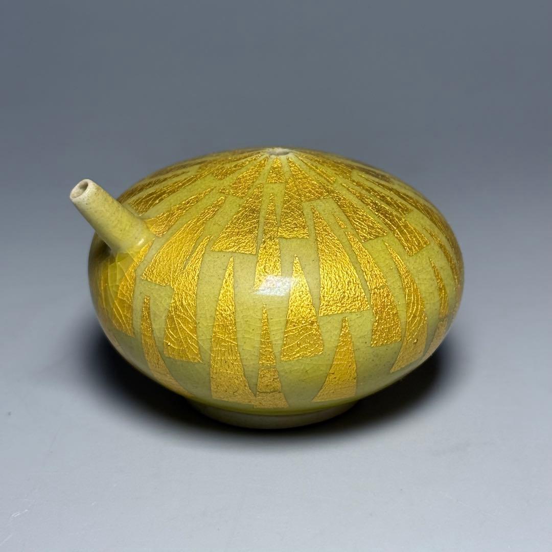 小野 珀子 釉裏金彩 水滴 共箱有り 県重要無形文化財 人気作品 名品