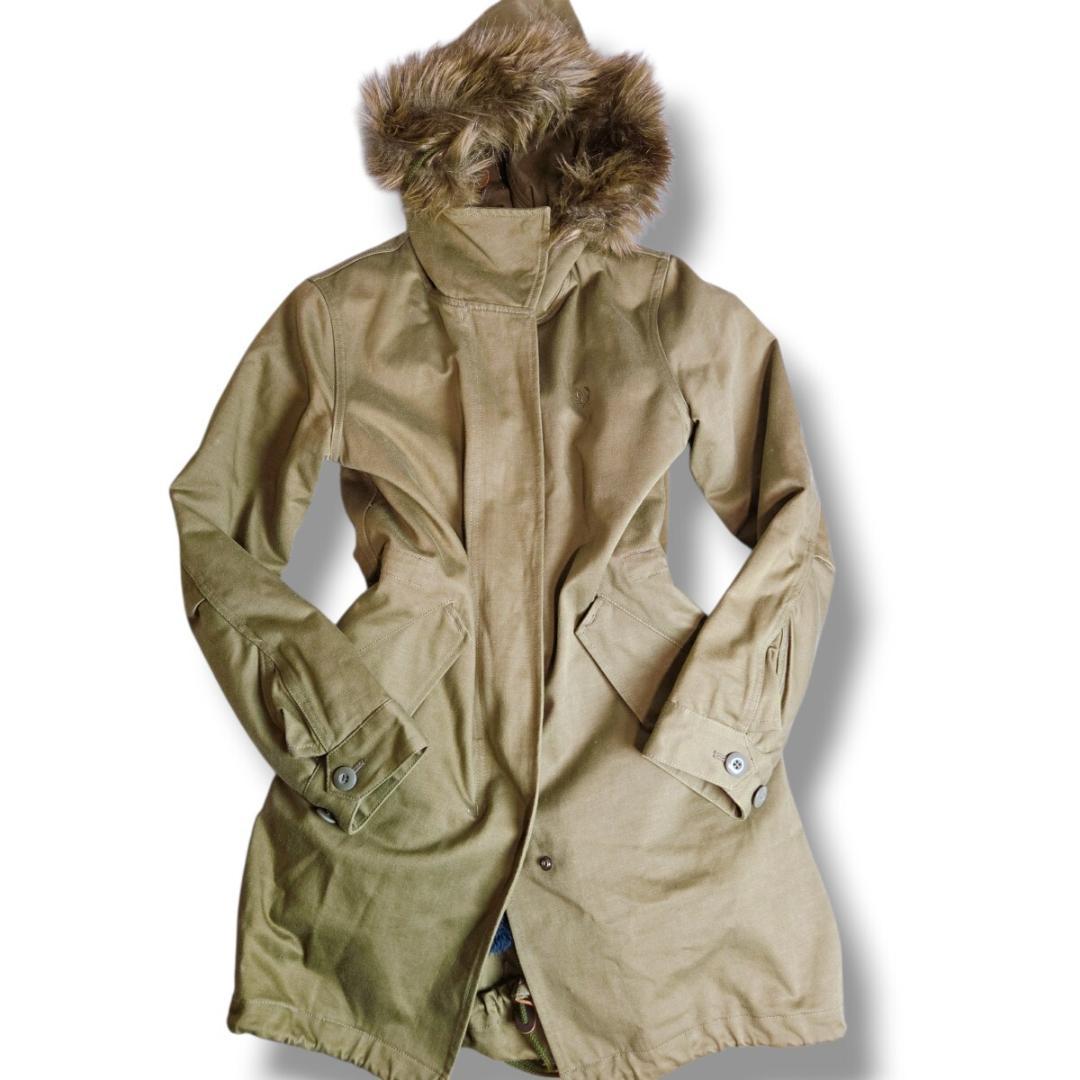 541 フレッドペリー モッズコート ボアライナー M カーキ ファー付き