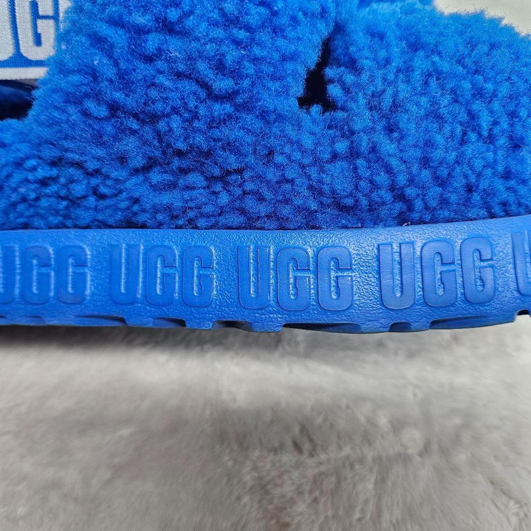 希少色 アグ オー フラッフィータ 厚底 もこもこサンダル ブルー 24cm
