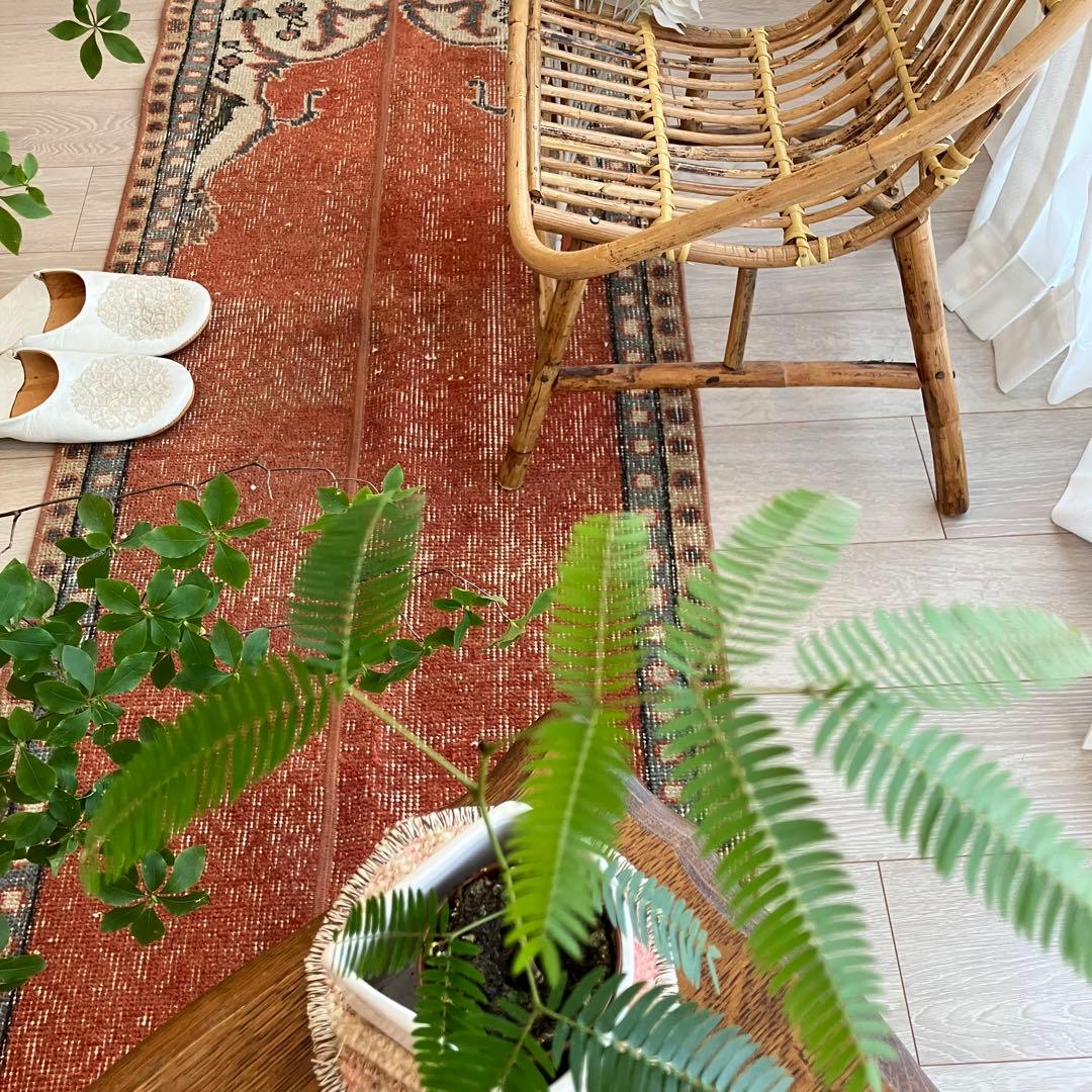 オレンジ✳︎65×187 ブルー パッチワークランナー トルコヴィンテージラグ