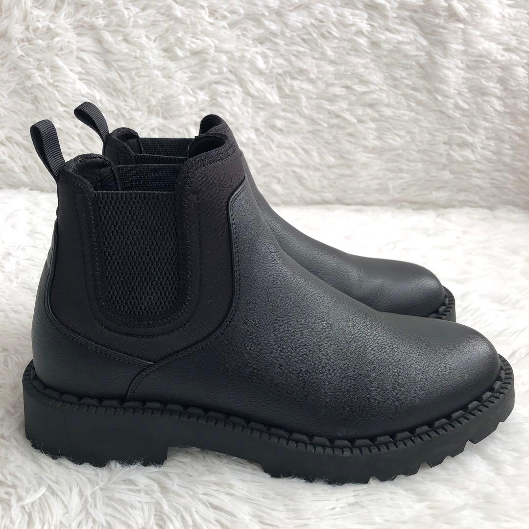 ブーツ メンズ 黒 UNIQLO :C ユニクロ サイドゴアブーツ 抗菌 防臭