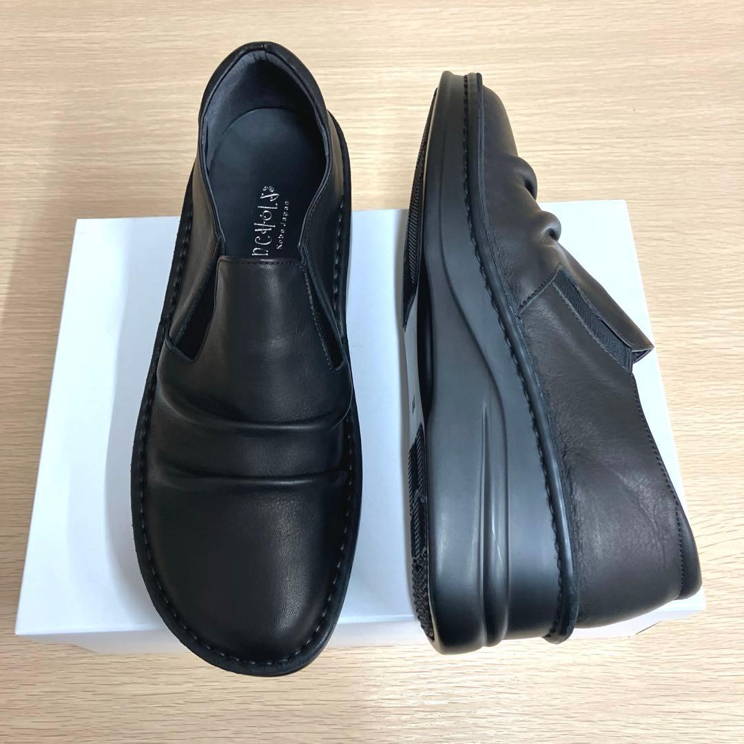 InCHOLJE 本革スリッポンシューズ　黒　24㎝ 新品 レディース コンフォート スリッポンシューズ シャープ8303 ブラック
