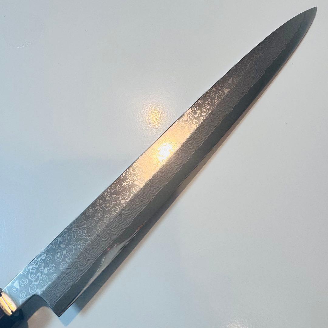 270mm ダマスカス墨流し柳刃包丁 紫檀八角柄 鏡面仕上げ 刺身用 - メルカリ