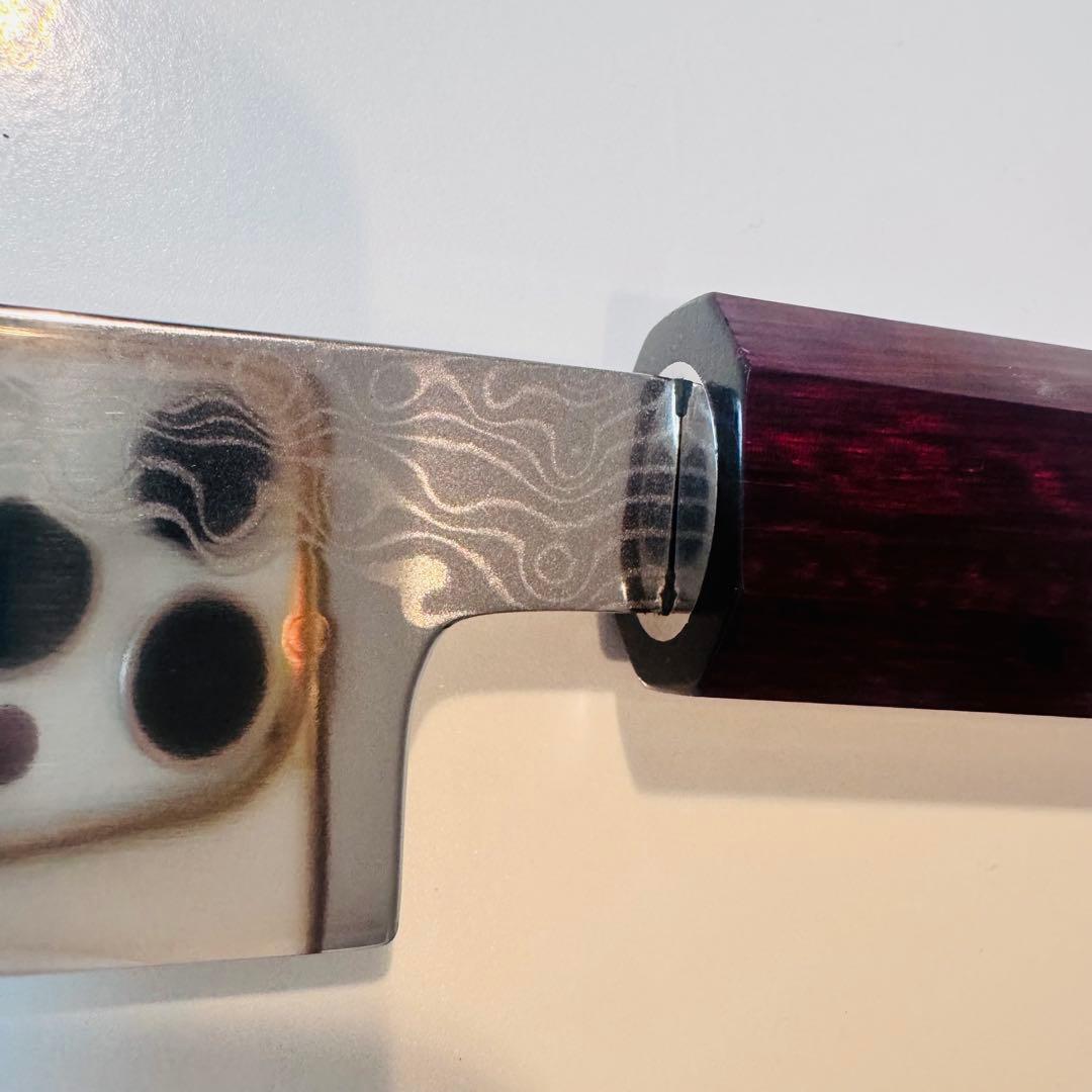 270mm ダマスカス墨流し柳刃包丁 紫檀八角柄 鏡面仕上げ 刺身用 - メルカリ