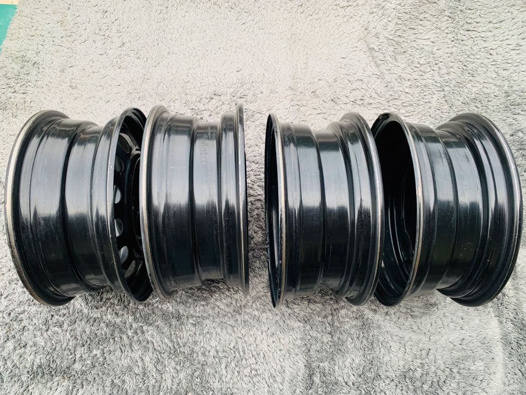 ★スチールホイール 14×5.5J PCD100 4本 黒鉄チン Used★