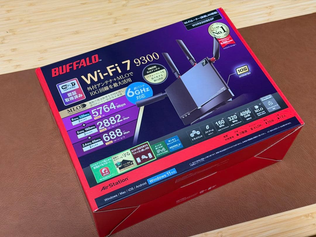 【ほぼ未使用】BUFFALO Wi-Fi 7 9300 無線LANルーター Amazon.co.jp: WXR9300BE6P Wi-Fi 7対応 トライバンドルーター