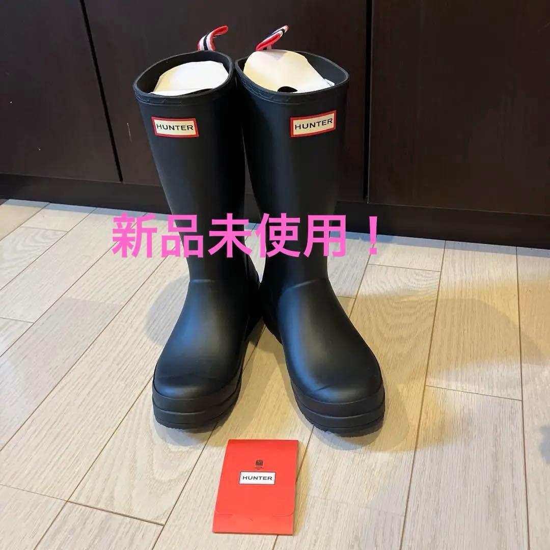 HUNTER ブラック 長靴 UK 5 数時間のみ使用】HUNTERレインブーツ UK5 ブラック - メルカリ