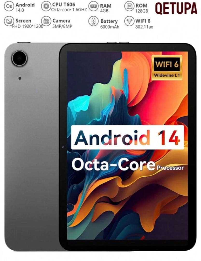 QETUPA Androidタブレット 6000mAh 8/128GB ブルー