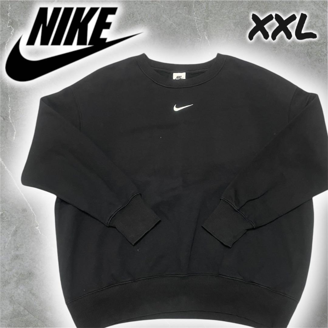 Nike ナイキ スウェット トレーナー センターロゴ 刺繍 XXL ブラック黒