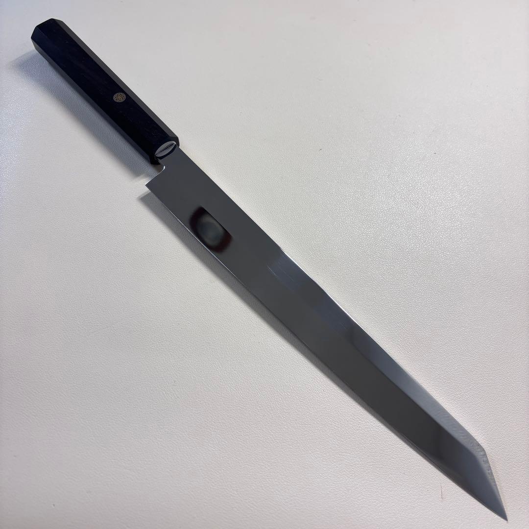 270mm 切付柳刃包丁 鏡面　黒檀八角柄 刺身包丁 「全鋼」'_ 270mm 切付柳刃包丁 本牛角黒檀八角柄 刺身包丁 全鋼 和包丁 - メルカリ