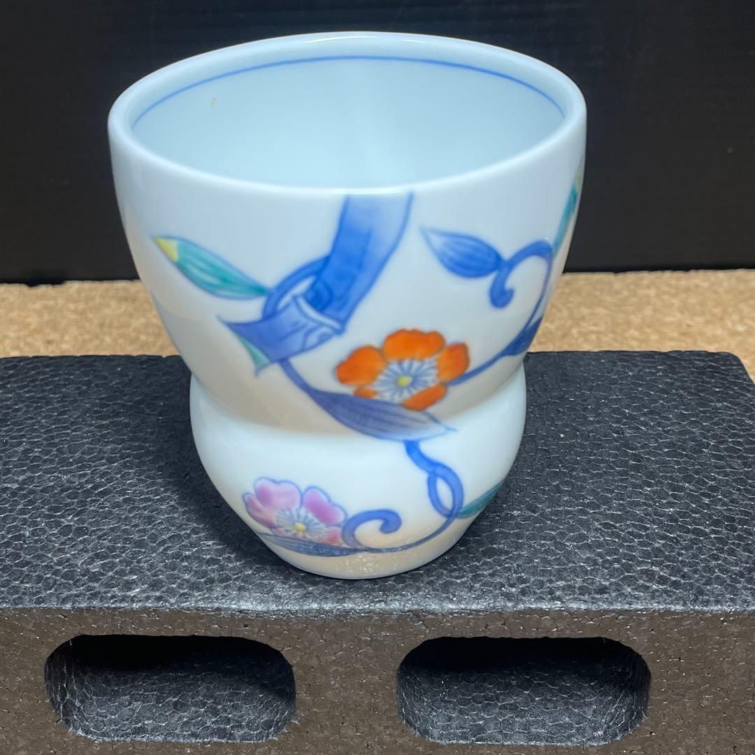未使用】有田焼.華山萬右衛門窯 染錦枝花酒器/陶器製花枝保冷サーバー