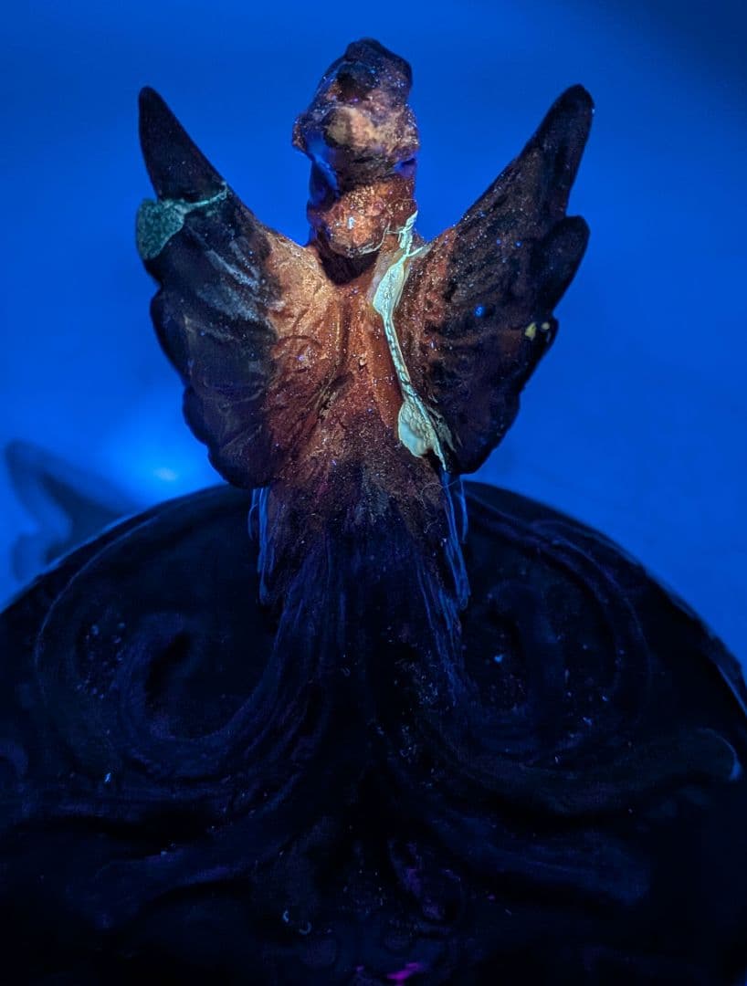 江戸期 古九谷 青手鳳凰摘三足香炉 合箱 角福 九谷焼 色絵窓絵 山水図