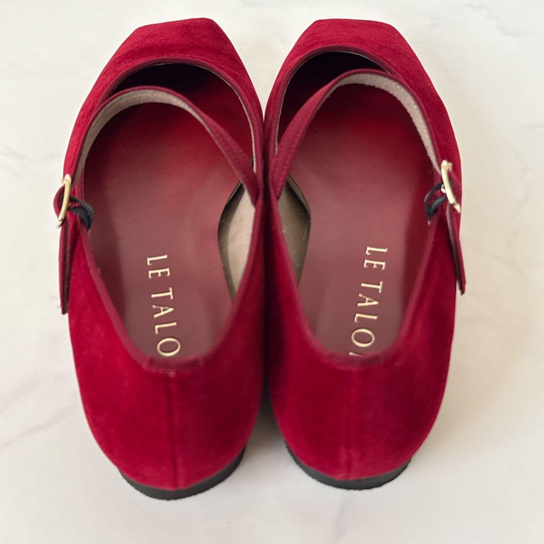 極美品✨ルタロン スクエアソフトメリージェーン レッド 23.5cm ベロア 赤
