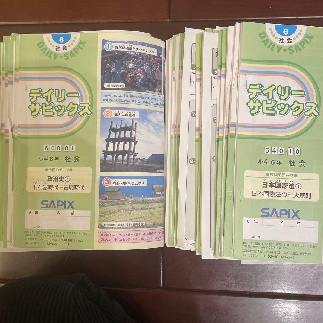 サピックス　6年生　最新 ☆理科☆社会☆1年分全テキスト　デイリーサピックス SAPIX サピックス 小6 理科 デイリーサピックス 2023年度版 630-01～17