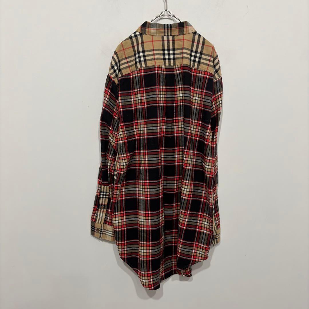 美品 バーバリー ノバチェック 切替 パッチワーク シャツ クレイジー