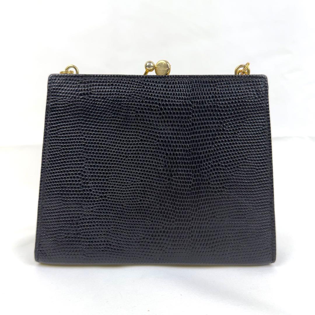 美品✨フェラガモ ショルダーバッグ ヴァラリボン リザード がま口