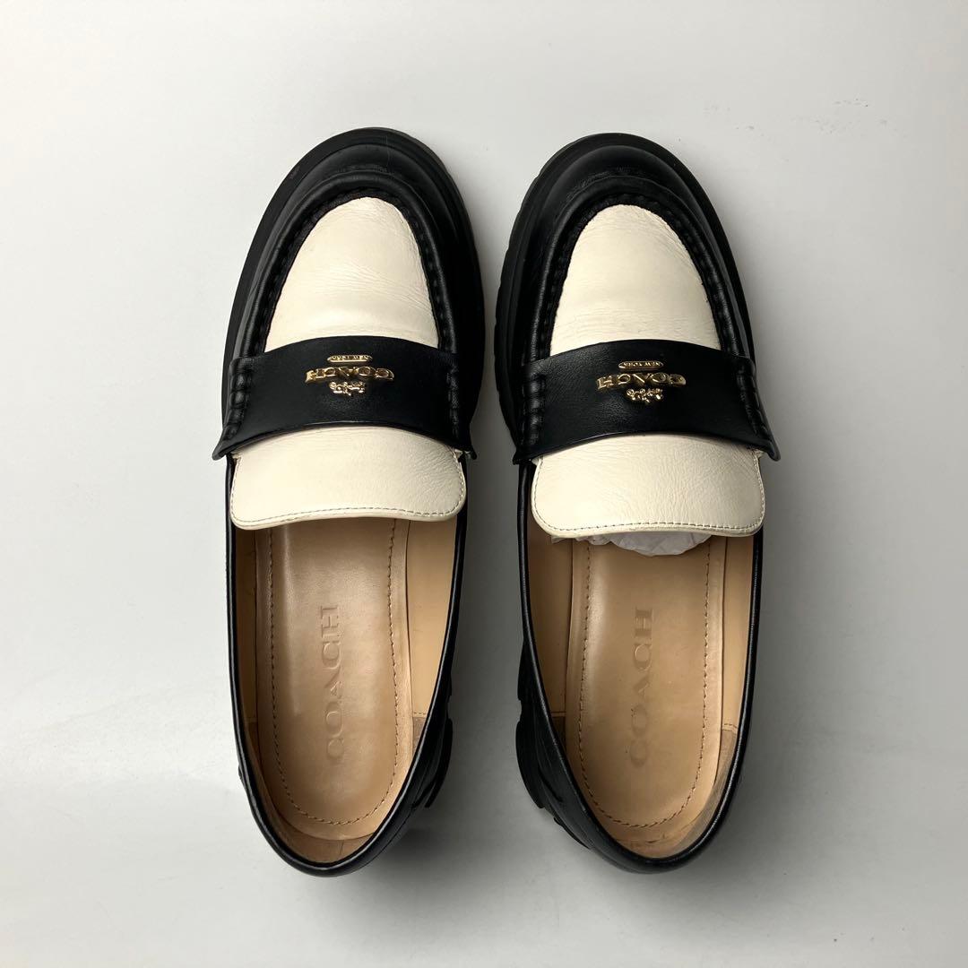 美品】COACH ルーシー 厚底 レザーローファー チャンキーヒール 23.5