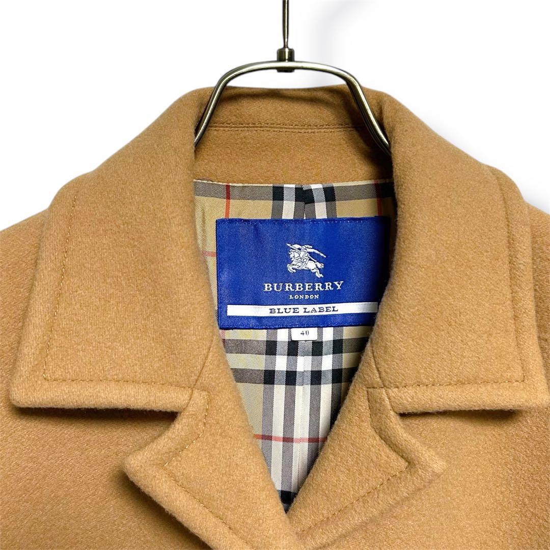 バーバリーブルーレーベル ロングコート ウール キャメル 刻印ボタン