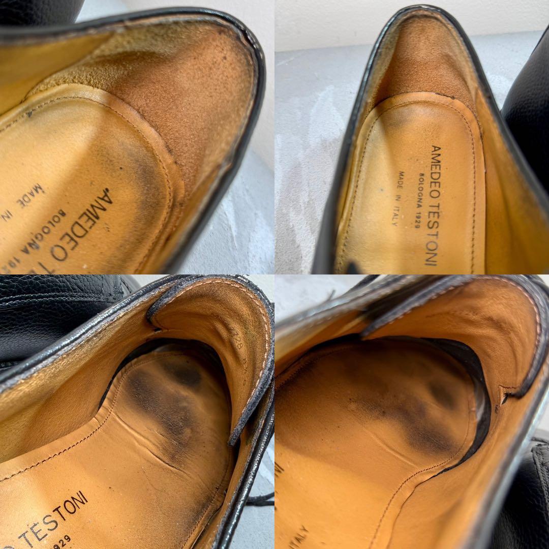 美品】AMEDEO TESTONI イタリア製 グレインレザー クリーニング済